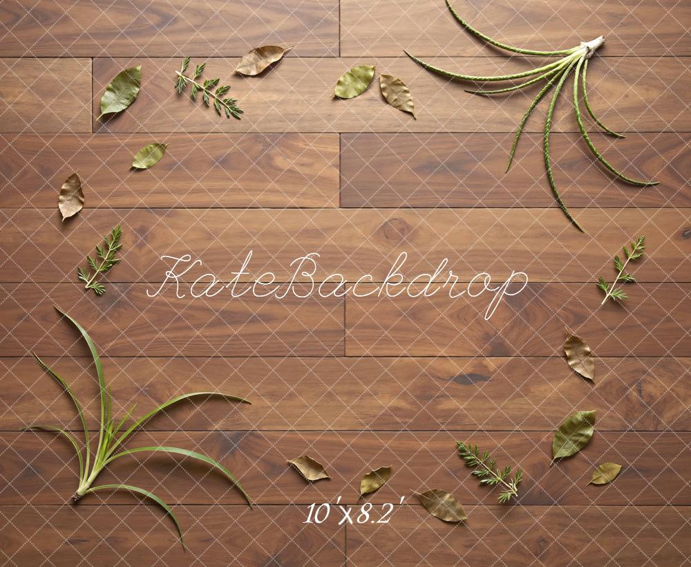 Kate Wood Texture Green Leaves Floor Backdrop Designed by Mini MakeBelieve - Image 6
