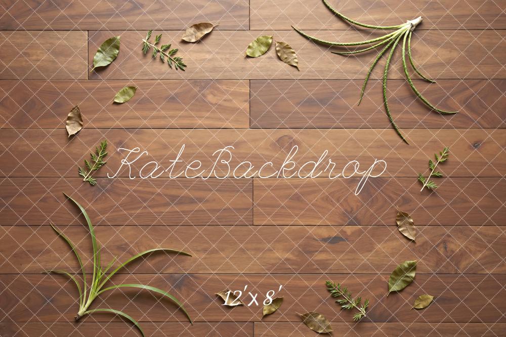Kate Wood Texture Green Leaves Floor Backdrop Designed by Mini MakeBelieve - Image 8