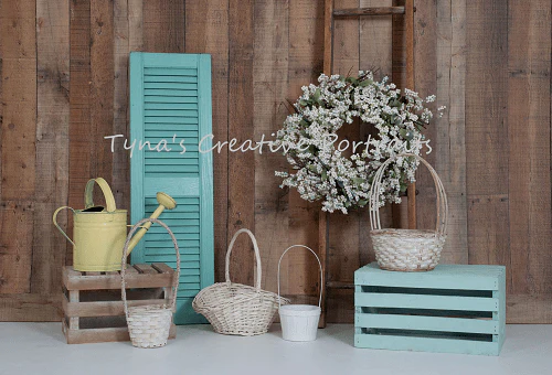 Kate Wood Wall Flowers Basket Decorations Spring Backdrop Designed by Tyna Renner - Image 2