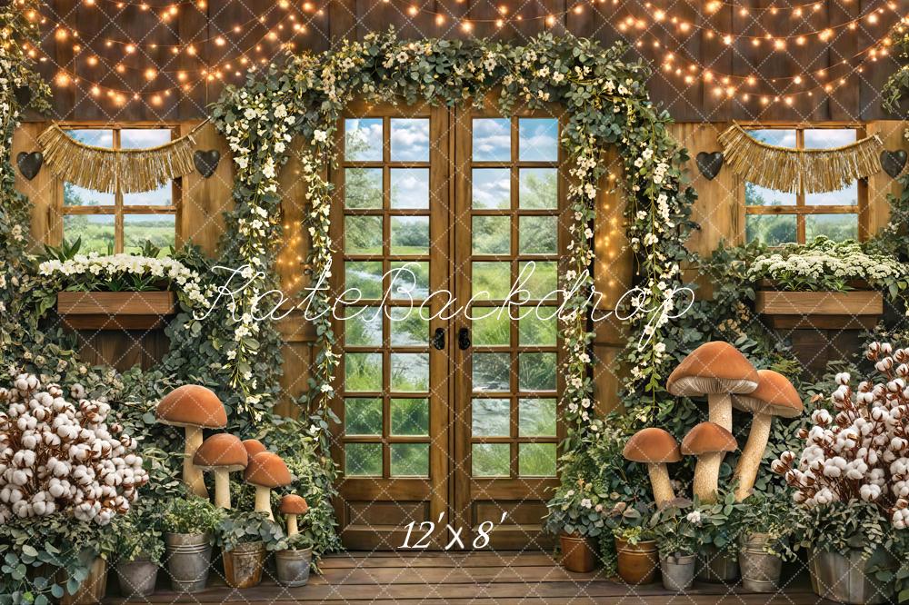 Kate Wooden Door Garland Mushrooms String Lights Backdrop Designed by Mini MakeBelieve - Image 8