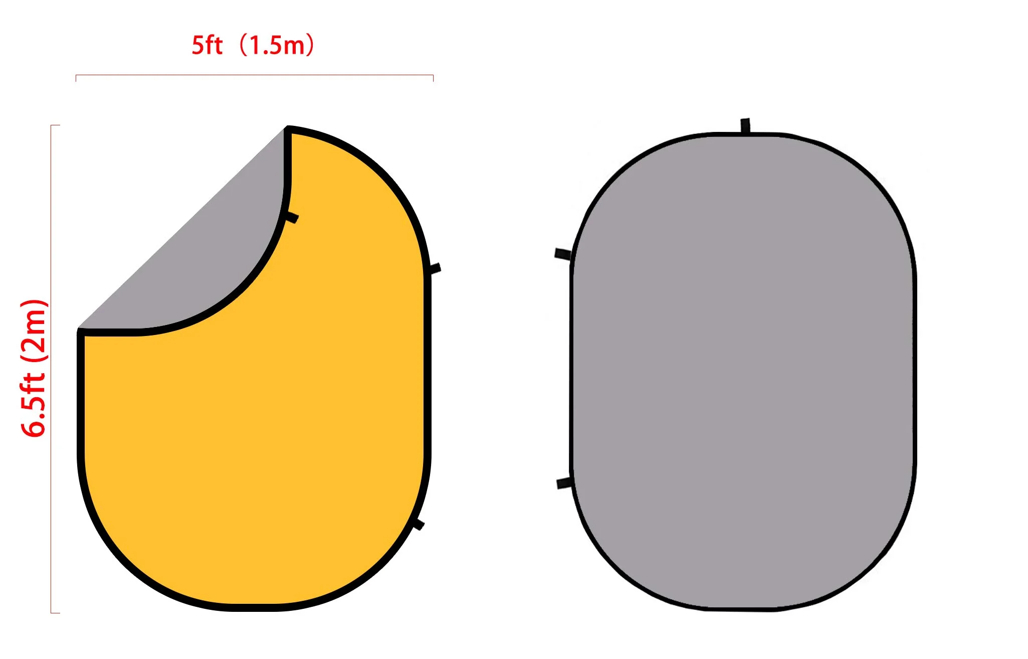 Kate Yellow/Grey Pop Up Collapsible Background Photography Chroma Key 5x6.5ft(1.5x2m) - Image 2