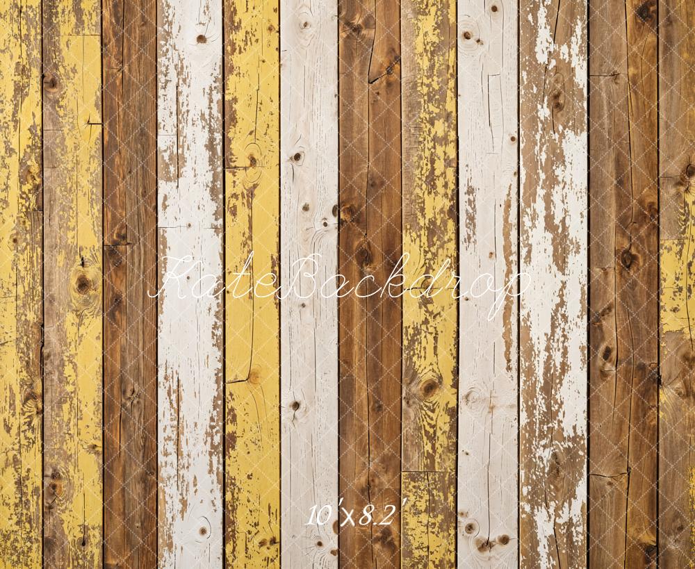 Kate Yellow Retro Shabby Striped Wood Floor Backdrop Designed by Kate Image - Image 5