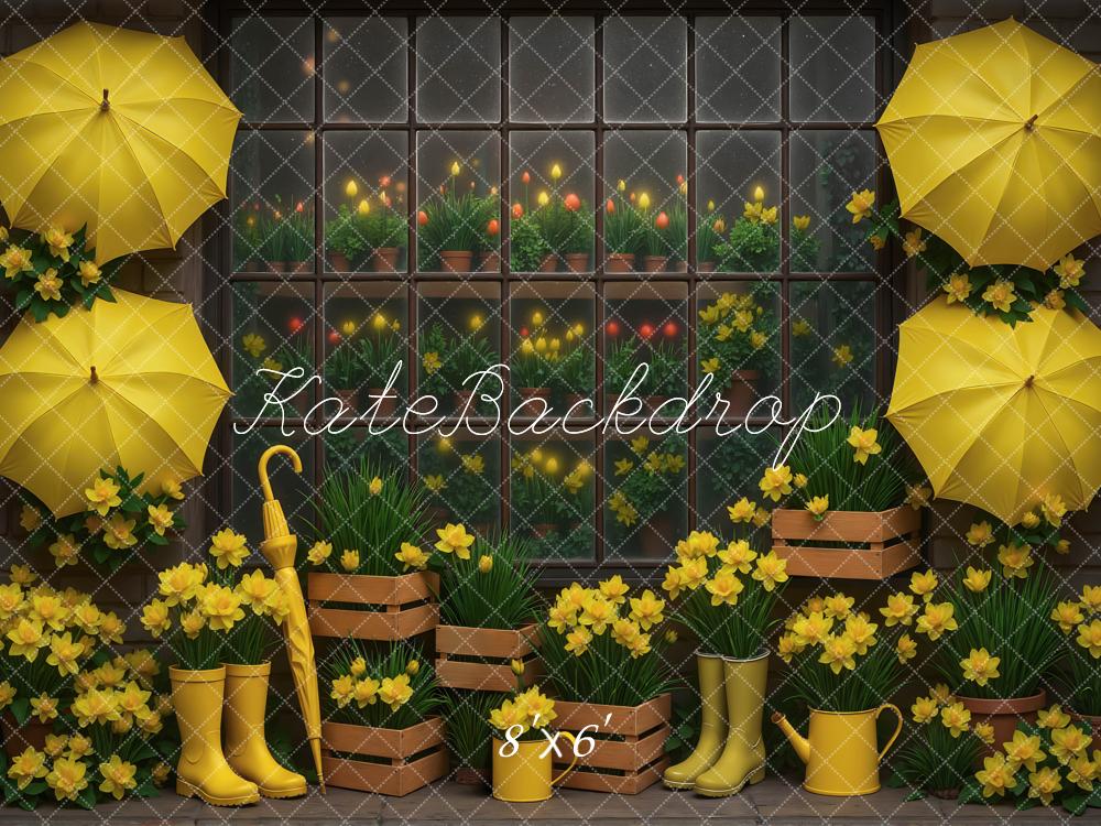 Kate Yellow Umbrellas Daffodils Window Crates Backdrop Designed by Mini MakeBelieve - Image 3