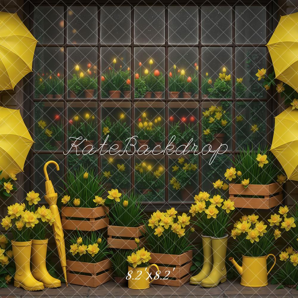 Kate Yellow Umbrellas Daffodils Window Crates Backdrop Designed by Mini MakeBelieve - Image 5