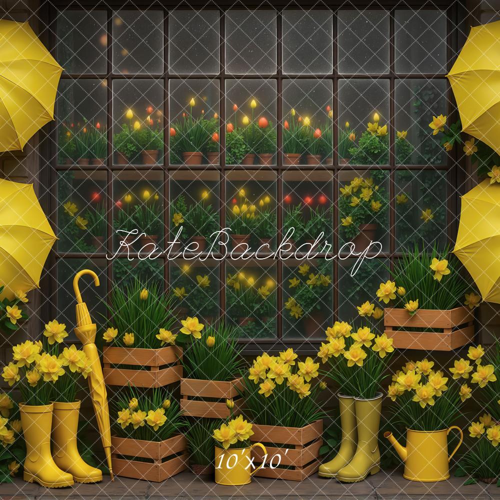 Kate Yellow Umbrellas Daffodils Window Crates Backdrop Designed by Mini MakeBelieve - Image 7
