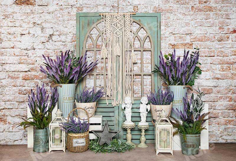 Kate Summer Lavender Boho Brick Backdrop Designed by Emetselch - Image 2