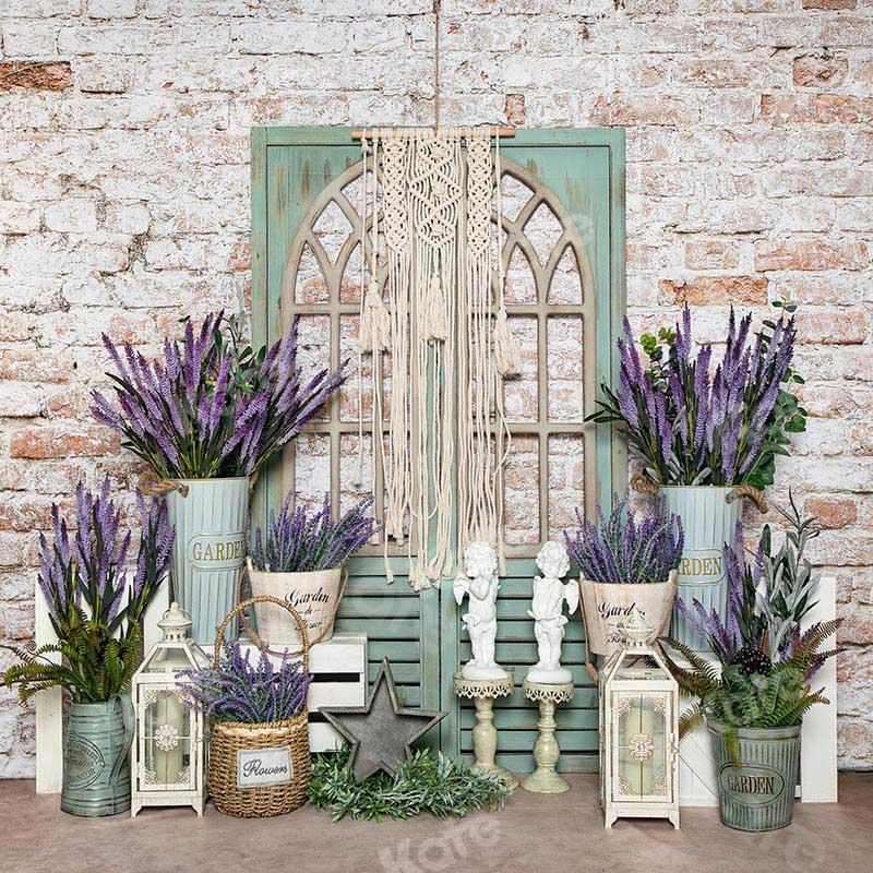 Kate Summer Lavender Boho Brick Backdrop Designed by Emetselch - Image 5