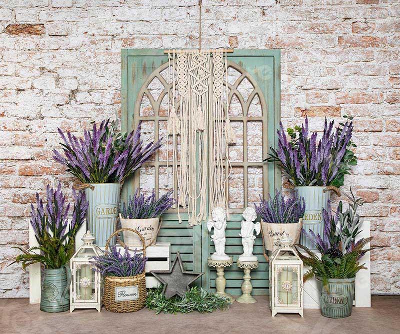 Kate Summer Lavender Boho Brick Backdrop Designed by Emetselch - Image 6
