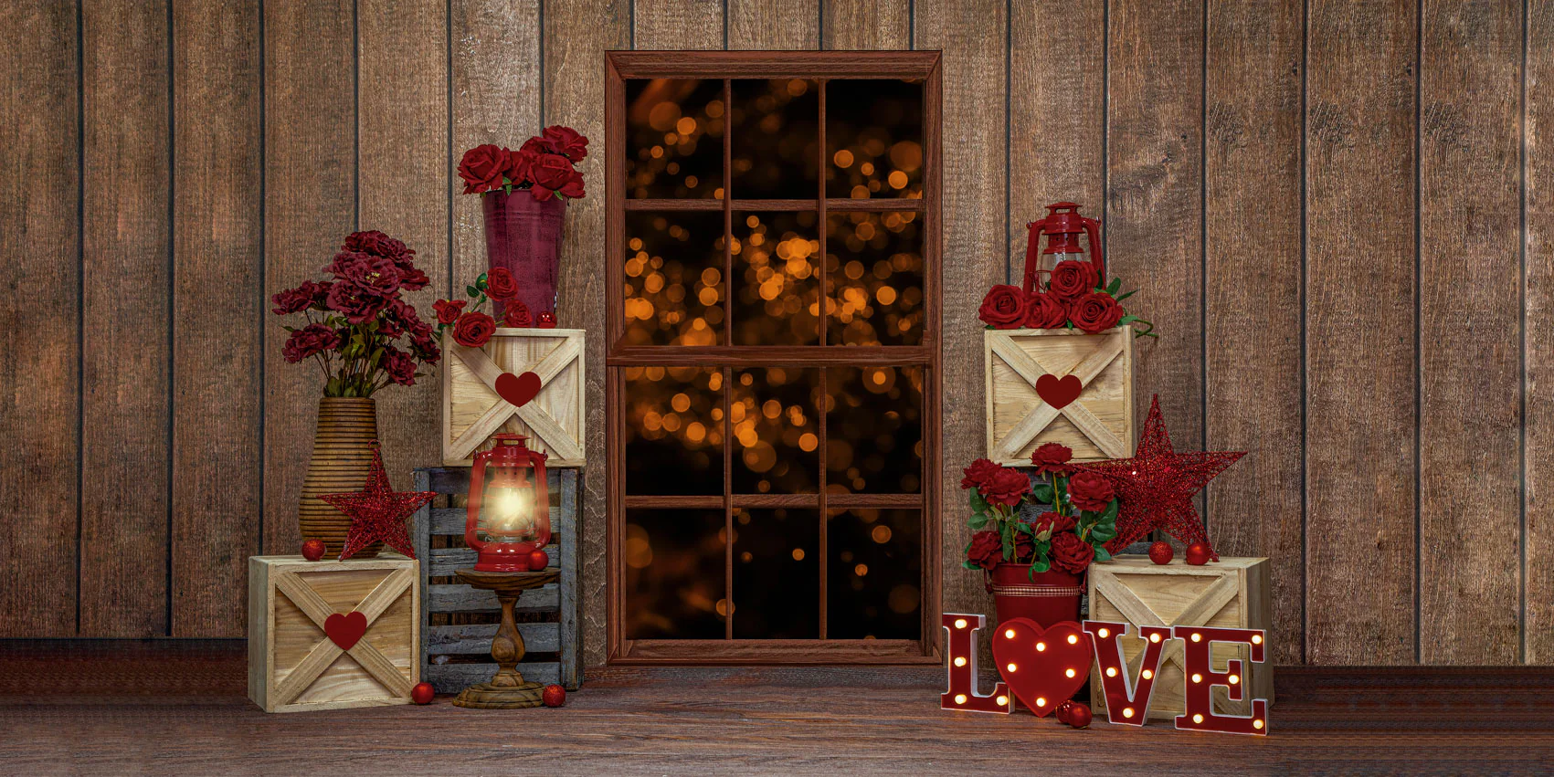 Kate Valentine's Day Love Window Backdrop Designed by Emetselch - Image 3
