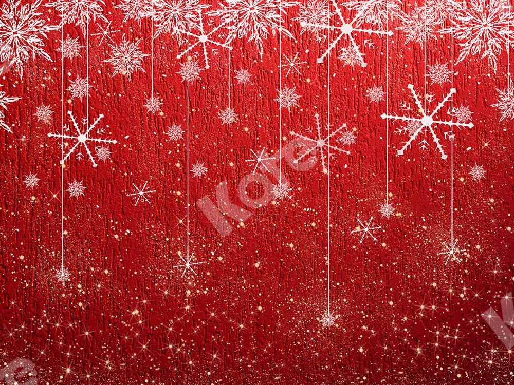 Kate Backdrop Snowflake Red Christmas Designed by Chain Photography