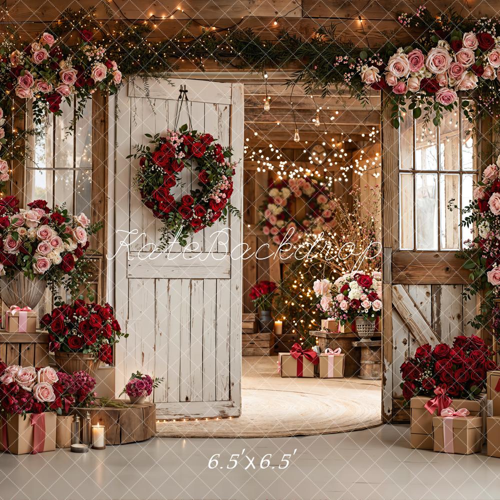 On Sale Kate Valentine Rose Garland Rustic Doors Gift Backdrop Designed by Emetselch - Image 2