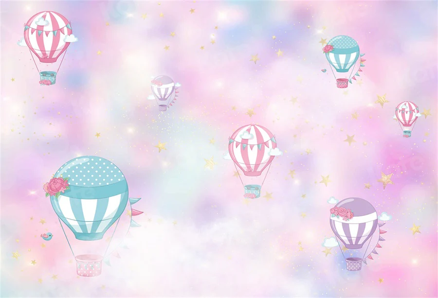 Kate Cake Smash Backdrop Pink Clouds Hot Air Balloons Designed By JFCC - Image 2