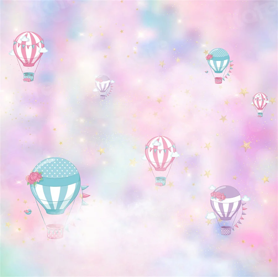 Kate Cake Smash Backdrop Pink Clouds Hot Air Balloons Designed By JFCC - Image 3