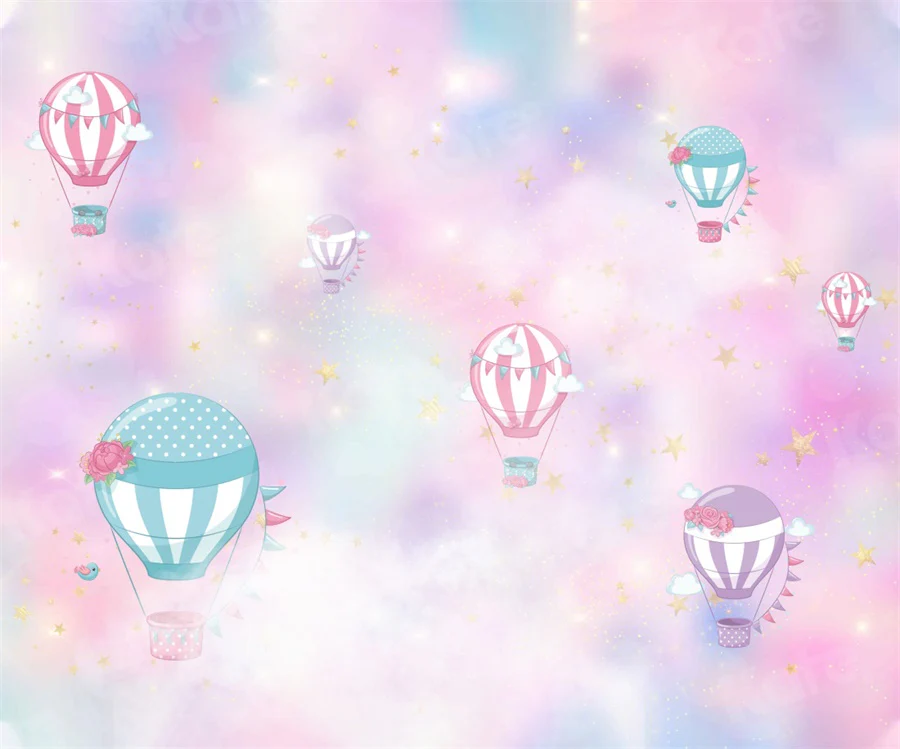 Kate Cake Smash Backdrop Pink Clouds Hot Air Balloons Designed By JFCC - Image 4