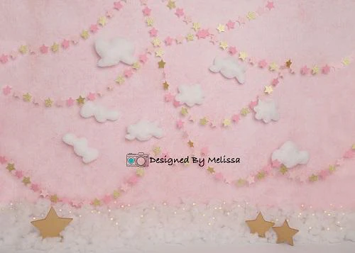 Kate Cake Smash Backdrop Pink & Gold Stars Designed by Melissa King - Image 2