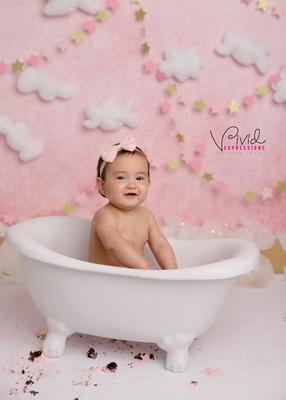 Kate Cake Smash Backdrop Pink & Gold Stars Designed by Melissa King - Image 3
