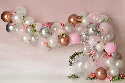 Kate Pink White Rose Gold Balloon Arch Backdrop Designed by Mandy Ringe Photography - Image 2