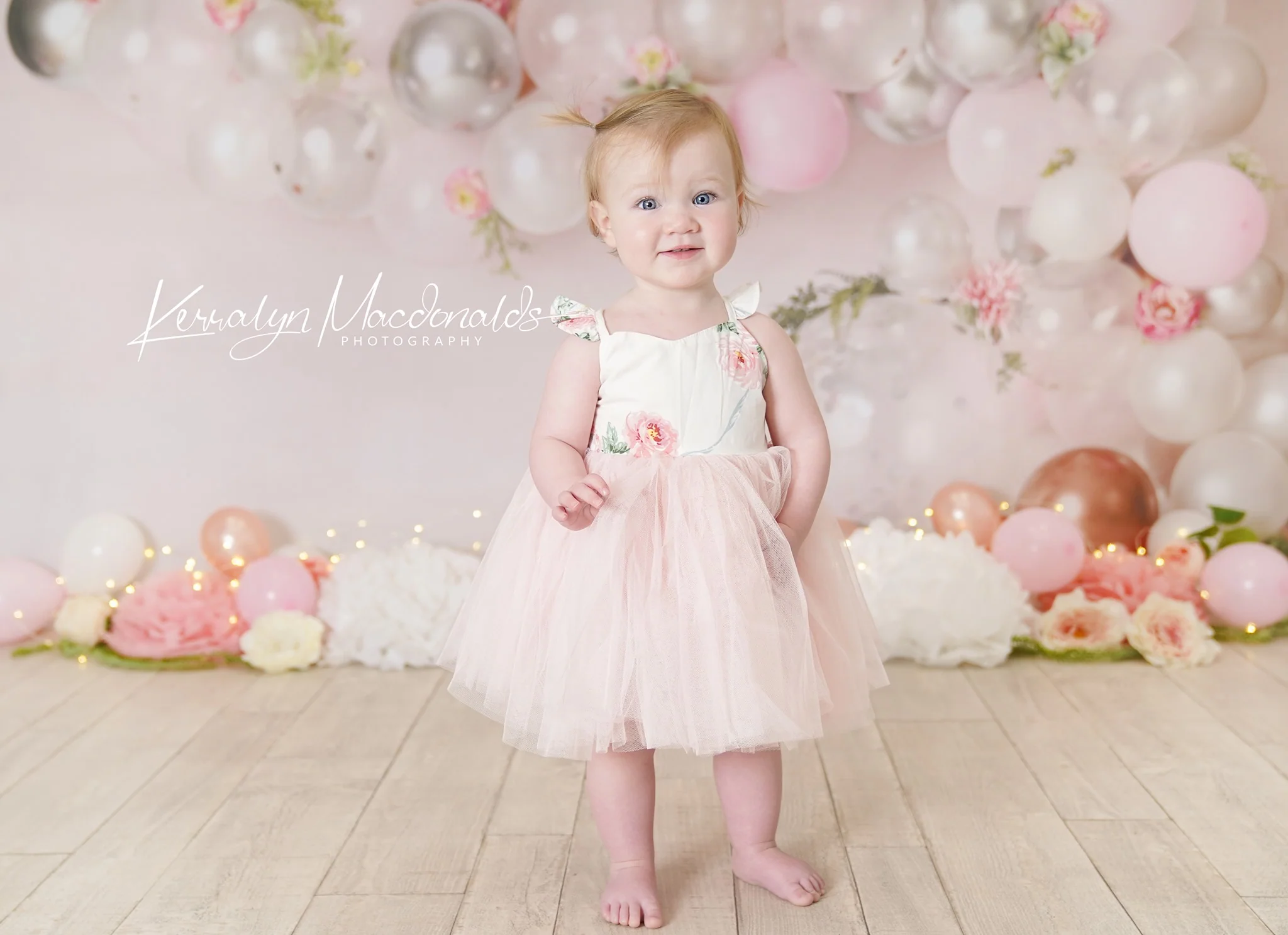 Kate Pink White Rose Gold Balloon Arch Backdrop Designed by Mandy Ringe Photography - Image 6
