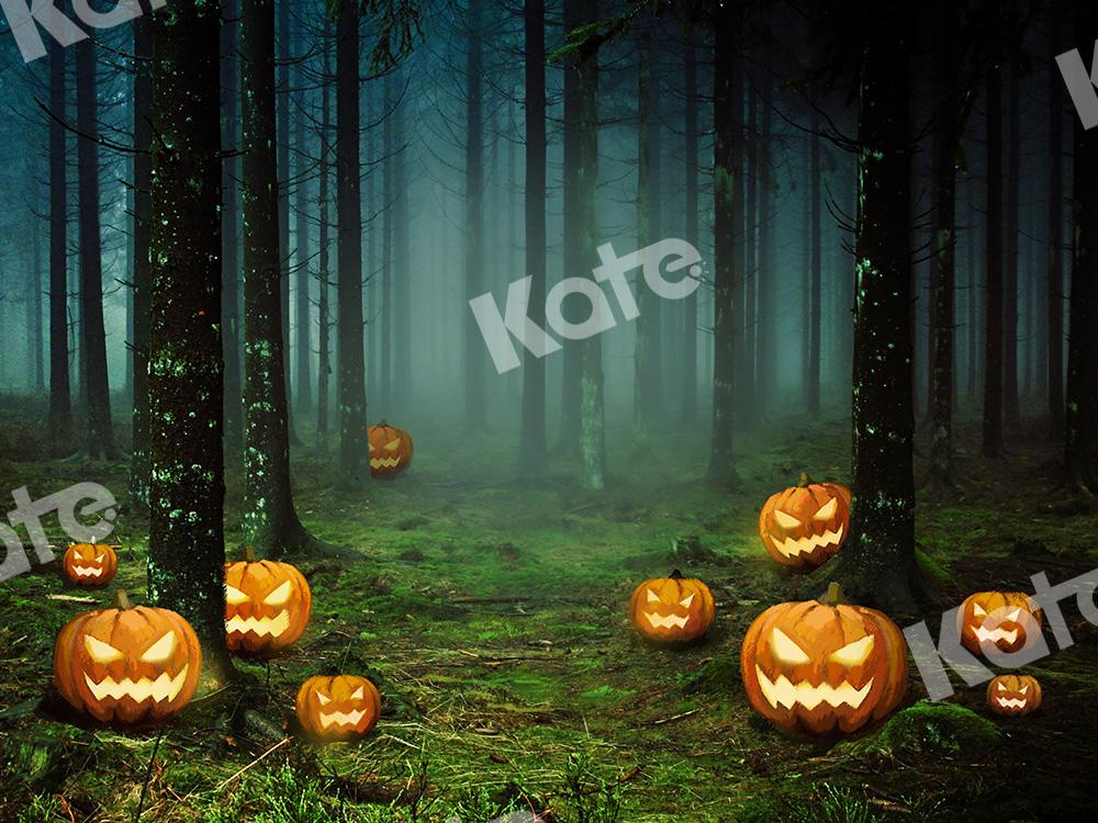 Kate Halloween Backdrop Pumpkins Forest Designed by Chain Photography - Image 2