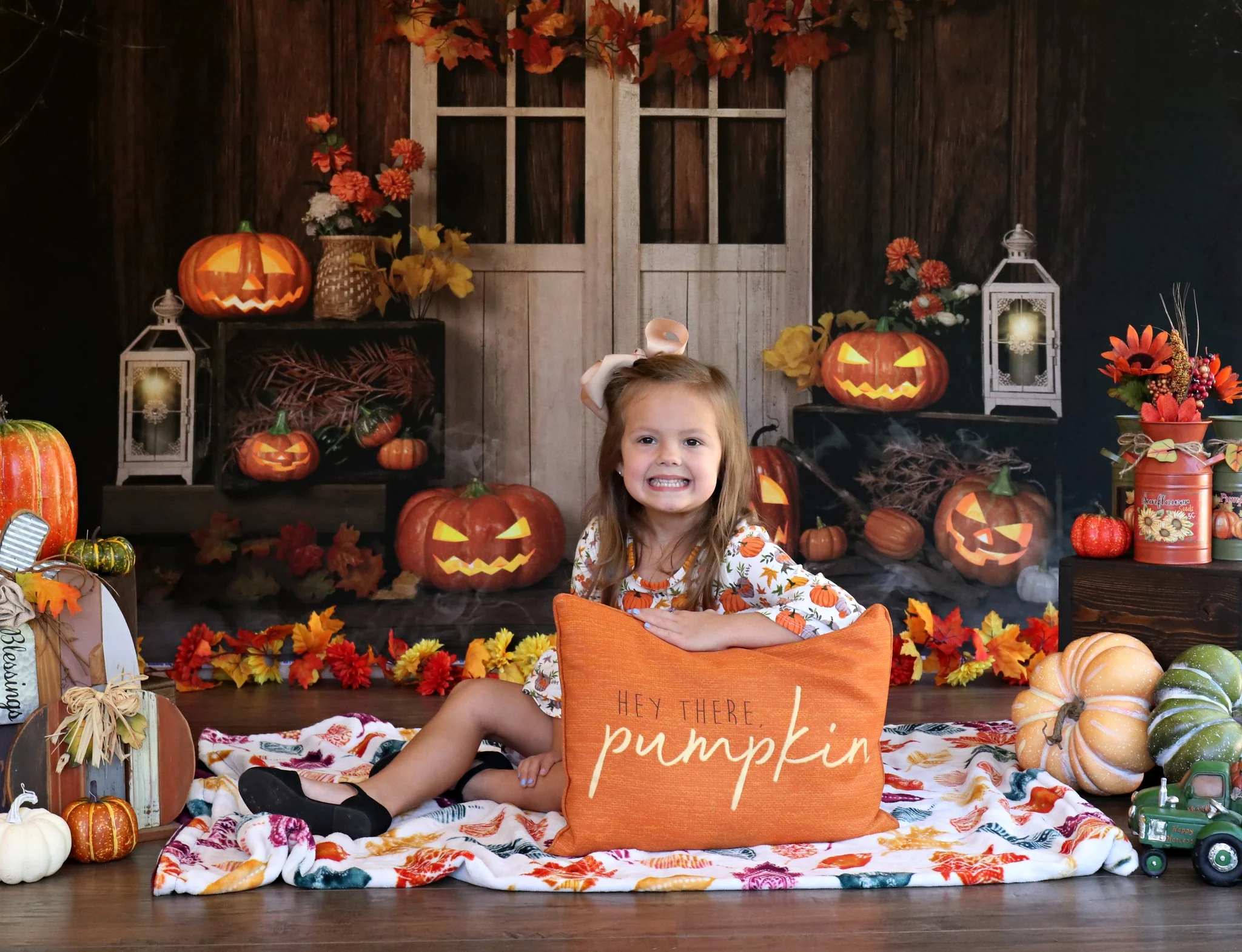 Kate Autumn/Thanksgiving Pumpkins Lights Backdrop Designed by Jia Chan Photography - Image 4