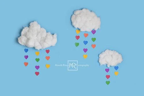 Kate Cake Smash Backdrop Rainbow Clouds Designed by Mandy Ringe Photography