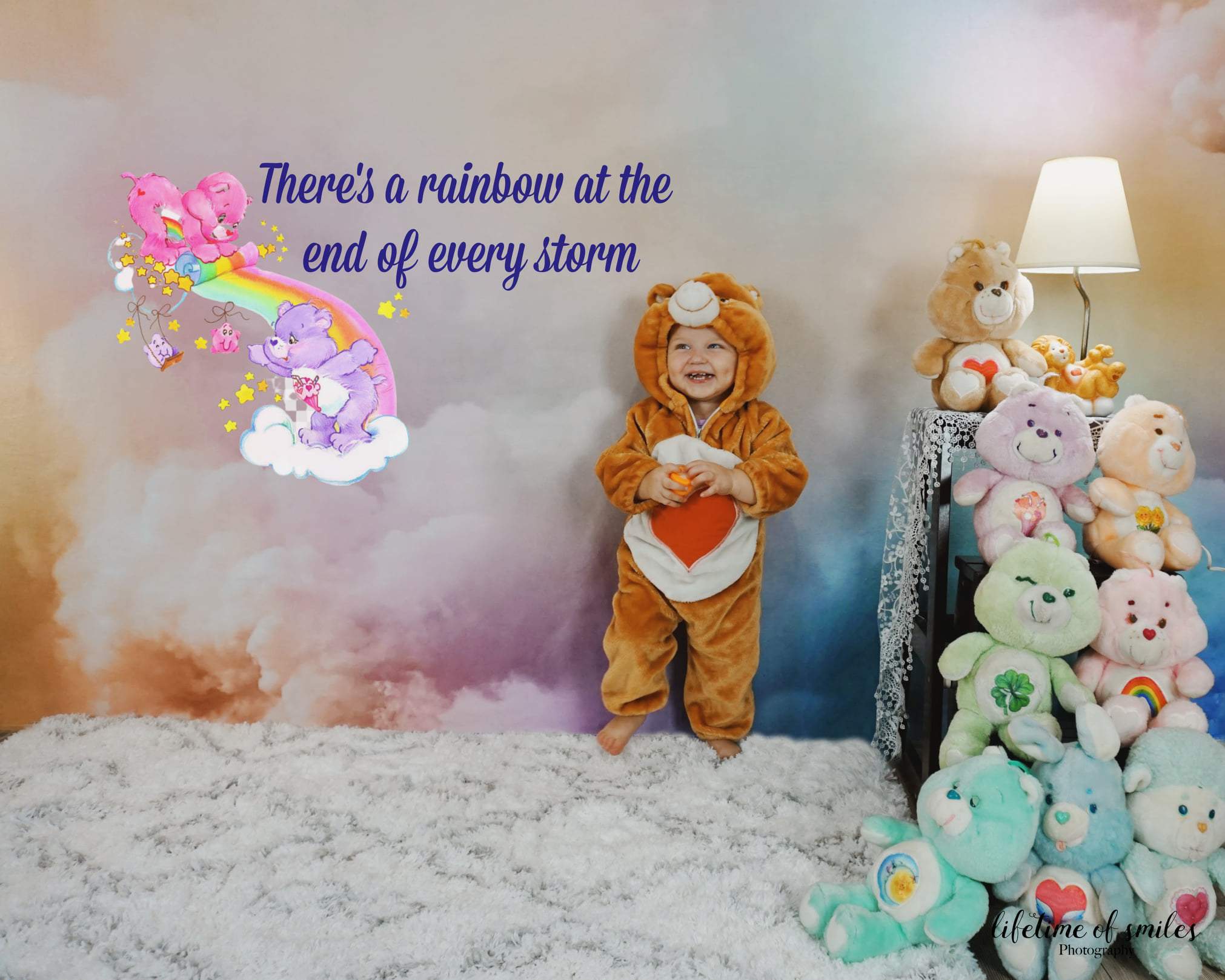 Kate Cake Smash Backdrop Rainbow Clounds Designed by Chain Photography - Image 3
