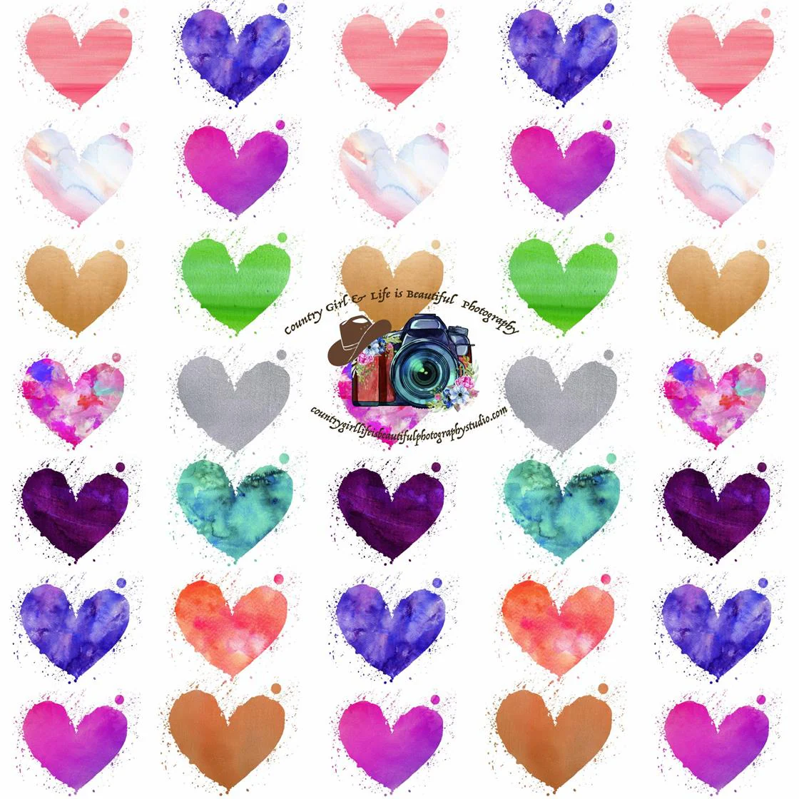 Kate Rainbow Hearts Children Backdrop Designed by Leann West