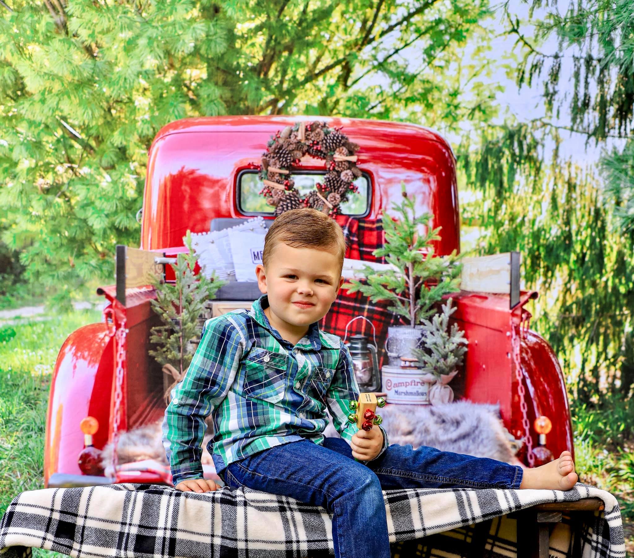 Kate Red Christmas Truck Backdrop Designed by Mandy Ringe Photography - Image 10