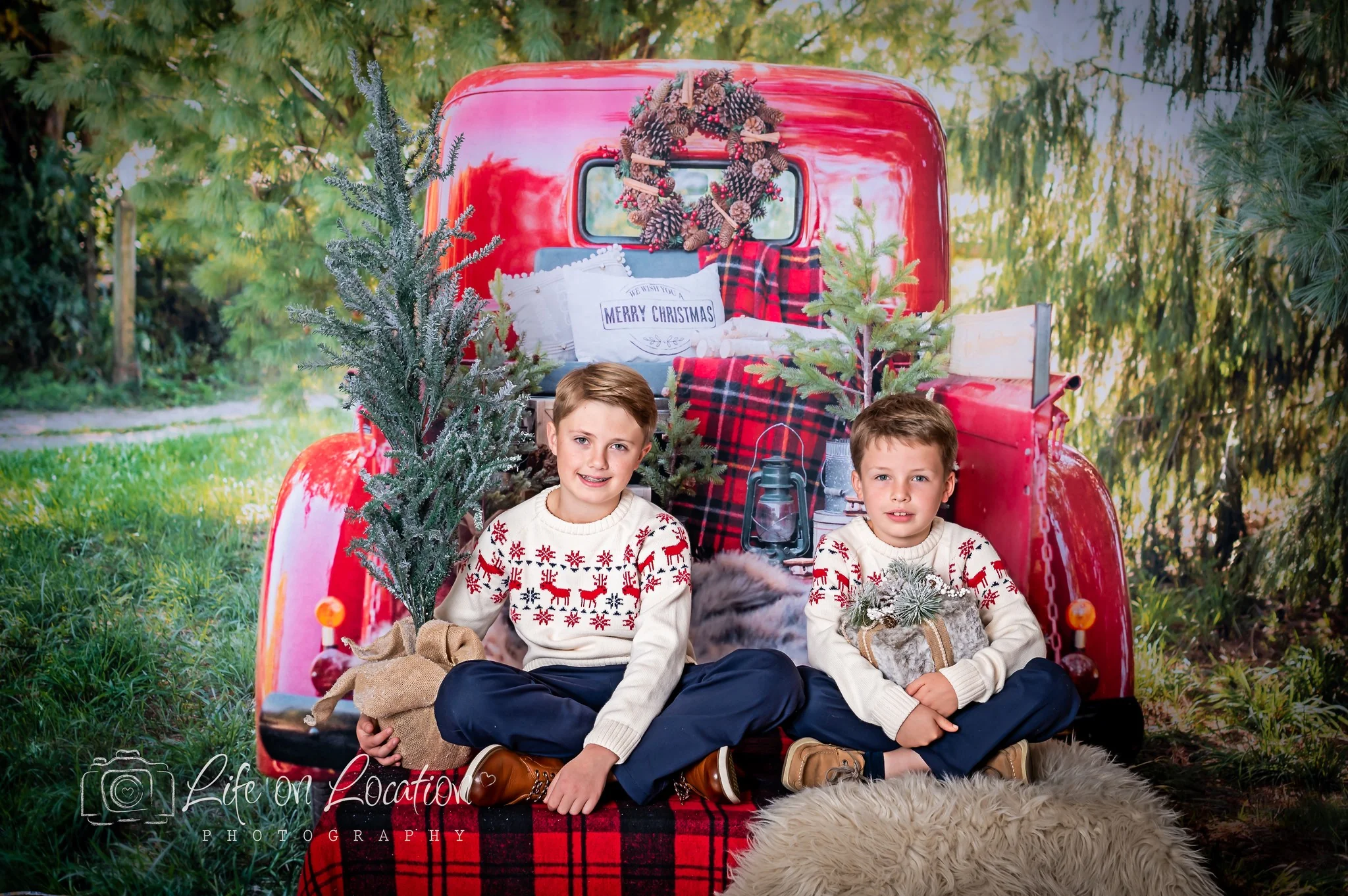 Kate Red Christmas Truck Backdrop Designed by Mandy Ringe Photography - Image 7