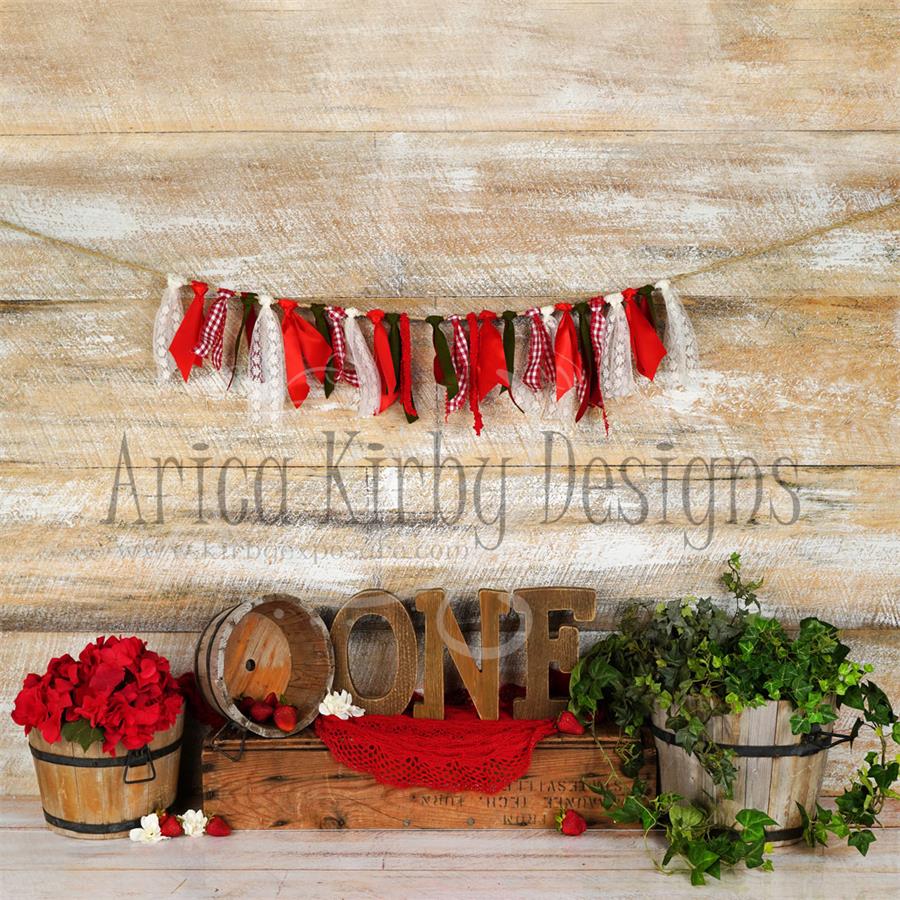 Kate Simple Strawberry ONE Birthday Backdrops Designed by Arica Kirby - Image 2