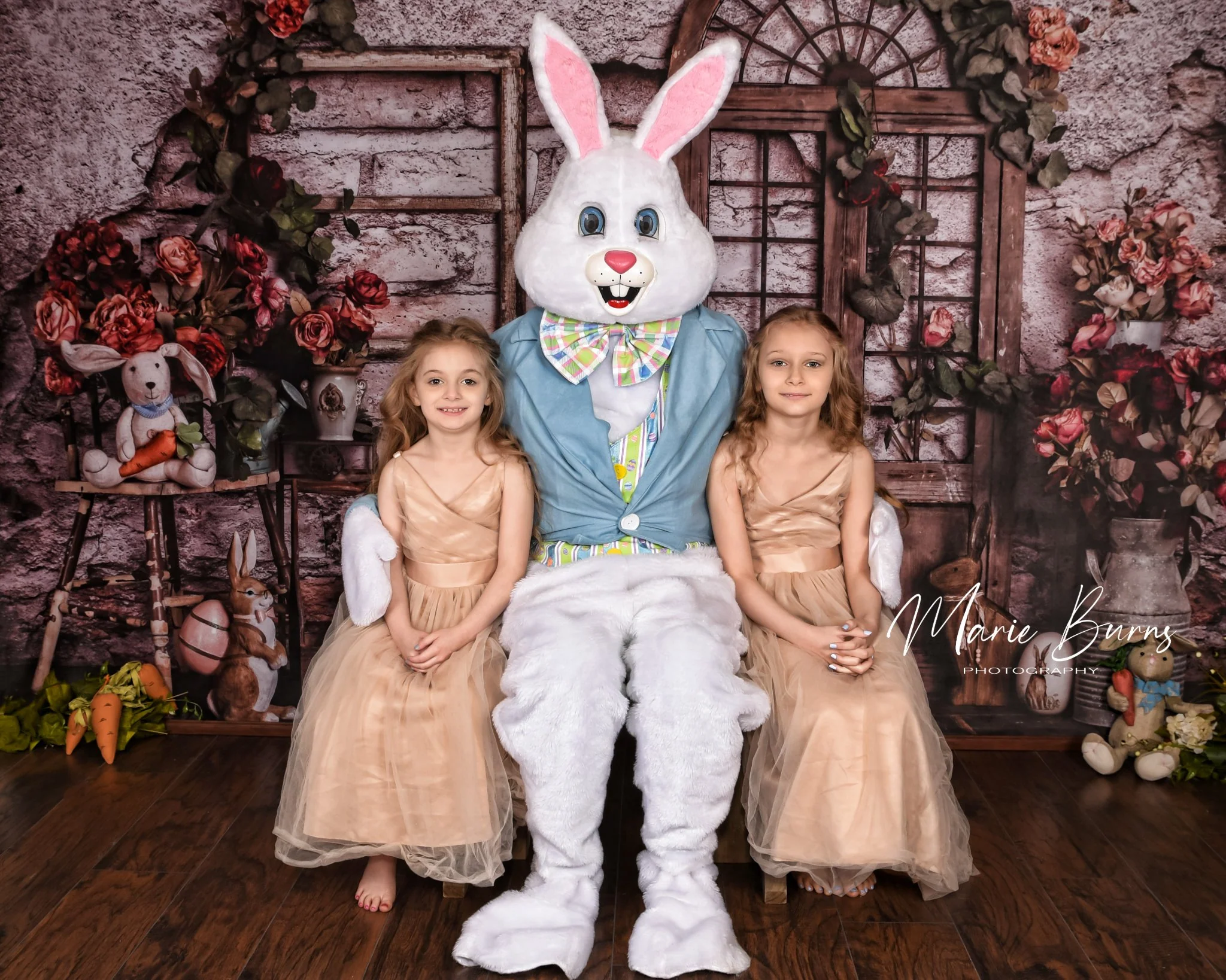 Kate Spring Easter Bunny Red Flowers Backdrop Designed by Rose Abbas - Image 5