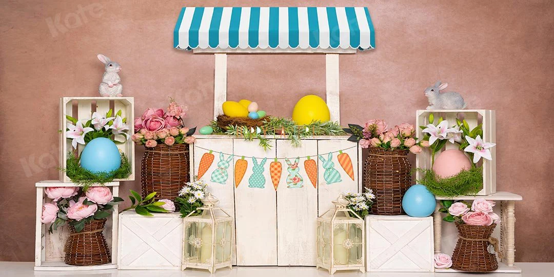 Kate Spring Easter Eggs Bunny Backdrop Flowers Designed by Emetselch - Image 2