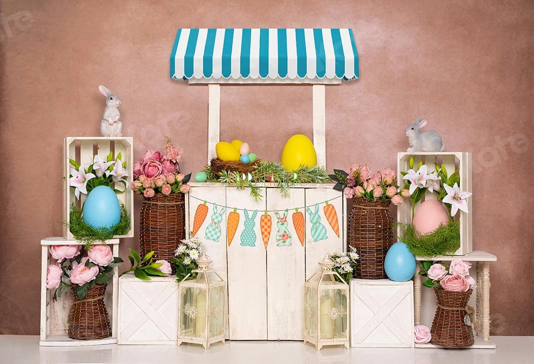 Kate Spring Easter Eggs Bunny Backdrop Flowers Designed by Emetselch - Image 3