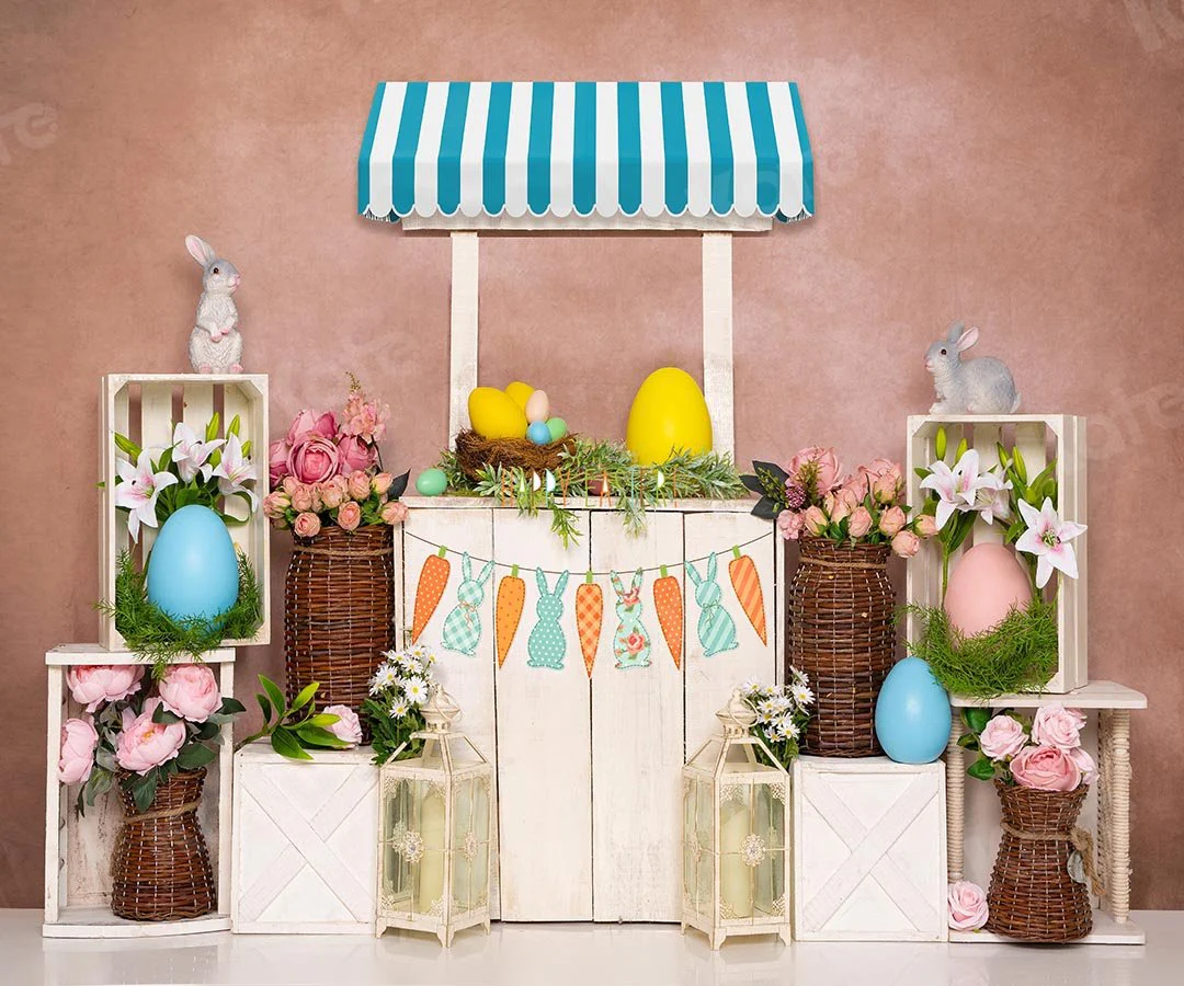 Kate Spring Easter Eggs Bunny Backdrop Flowers Designed by Emetselch - Image 6