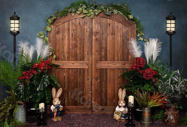 Kate Spring/easter Wooden Door Blue Backdrop Designed by Emetselch - Image 3