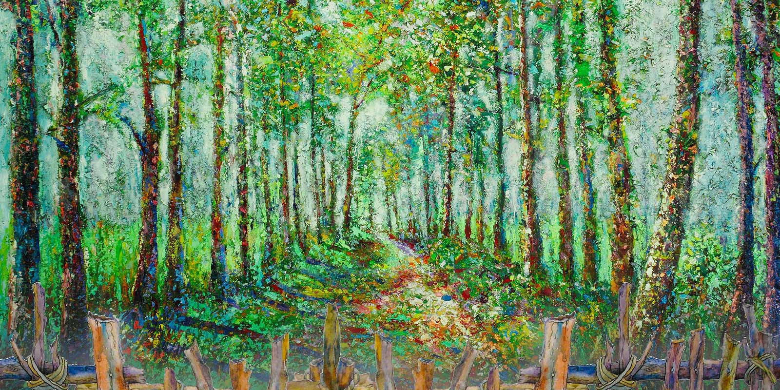 Kate Spring Fine Art Fence and Green Forest Backdrop Designed by Chain Photography - Image 2