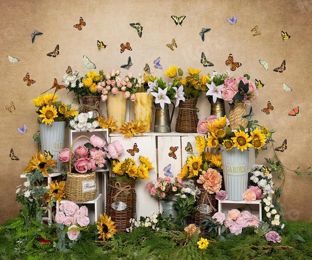 Kate Spring Flowers Butterfly Florist Backdrop Designed by Emetselch - Image 9