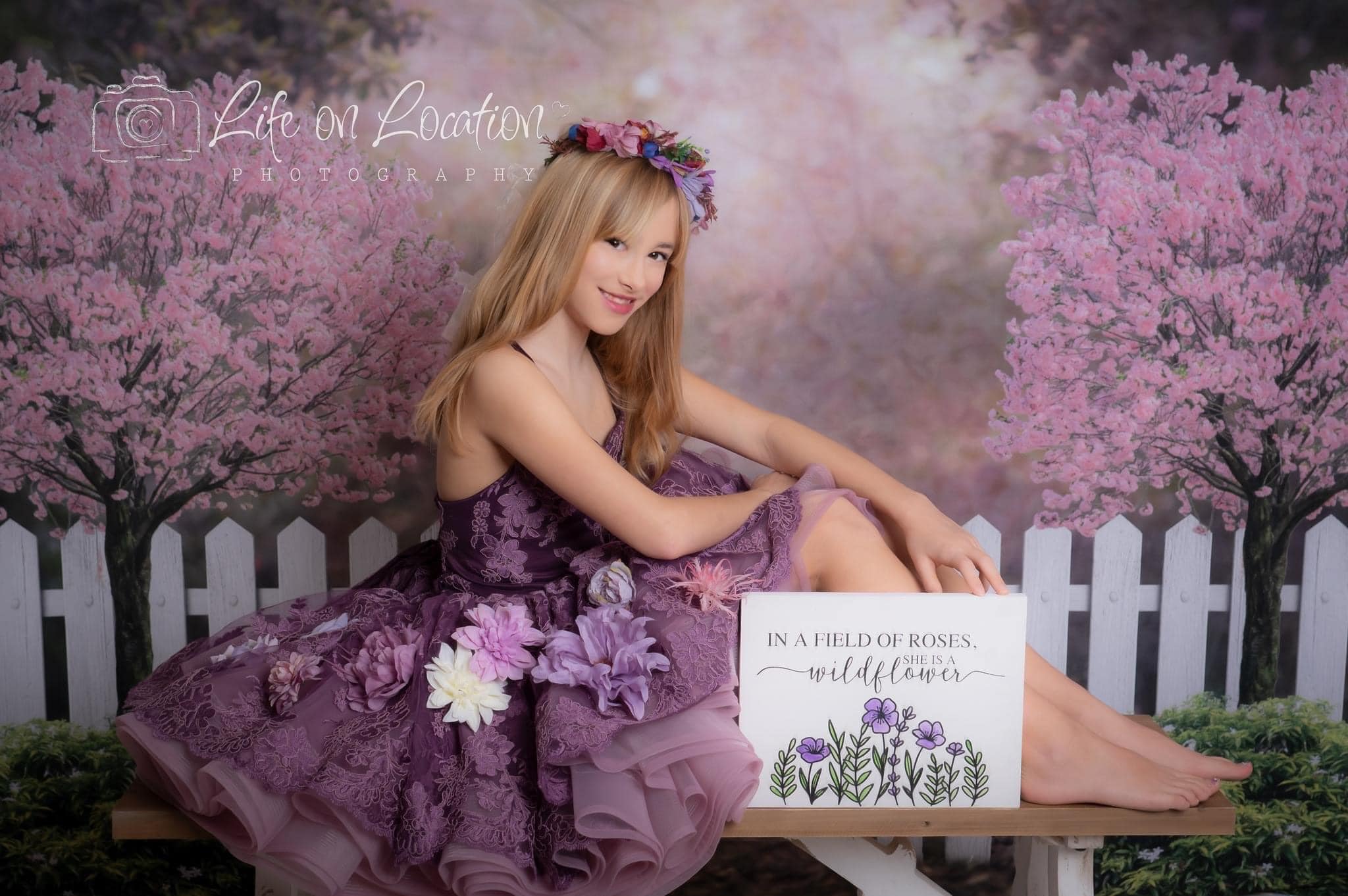 Kate Spring Garden Cherry Blossoms Backdrop for Photography - Image 10