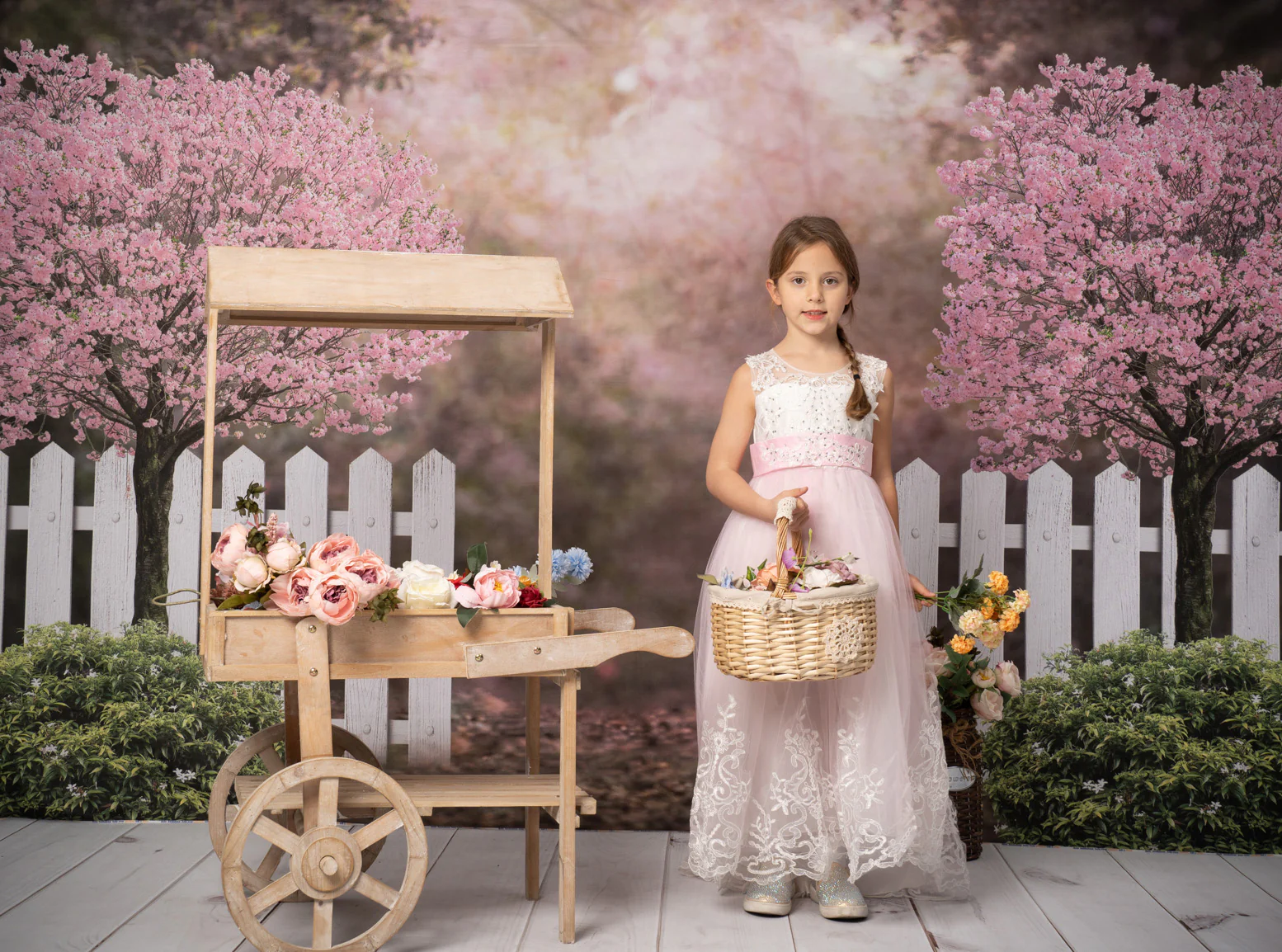 Kate Spring Garden Cherry Blossoms Backdrop for Photography - Image 8