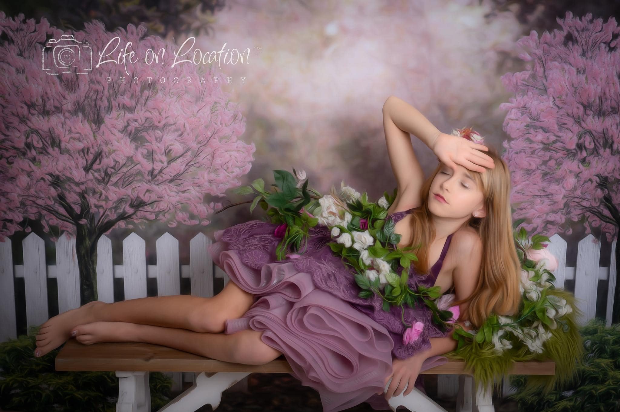 Kate Spring Garden Cherry Blossoms Backdrop for Photography - Image 9