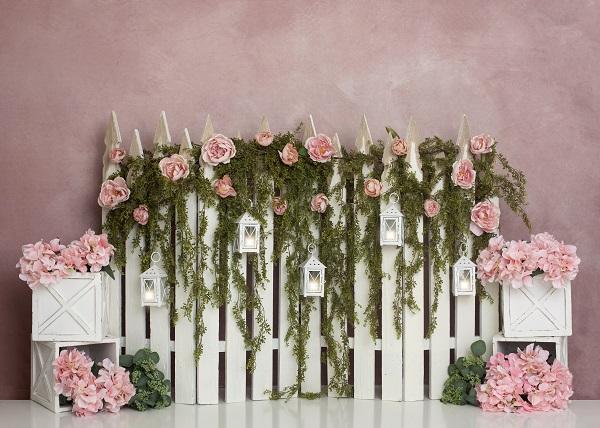 Kate Spring/Mother's Day Pink Floral IVY Fence Backdrop Designed by Lisa B - Image 2