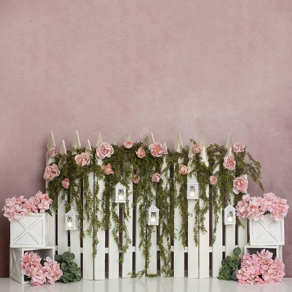 Kate Spring/Mother's Day Pink Floral IVY Fence Backdrop Designed by Lisa B - Image 3
