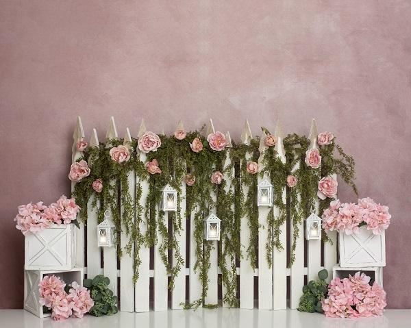 Kate Spring/Mother's Day Pink Floral IVY Fence Backdrop Designed by Lisa B - Image 5