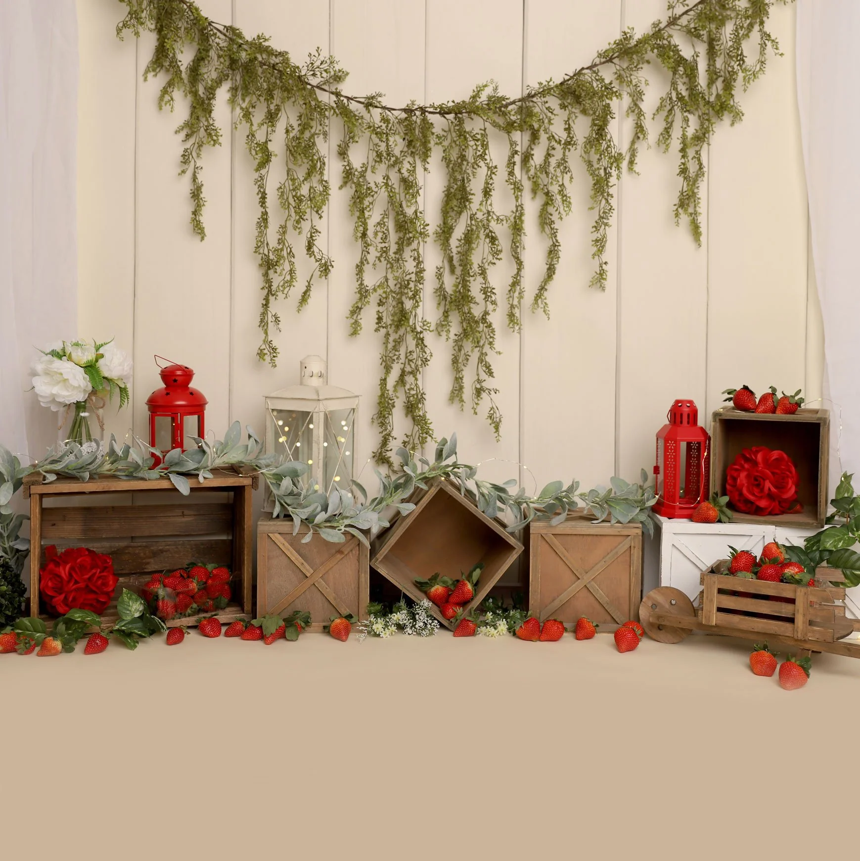 Kate Spring Strawberry Cake Smash Backdrop Designed by Melissa King - Image 4