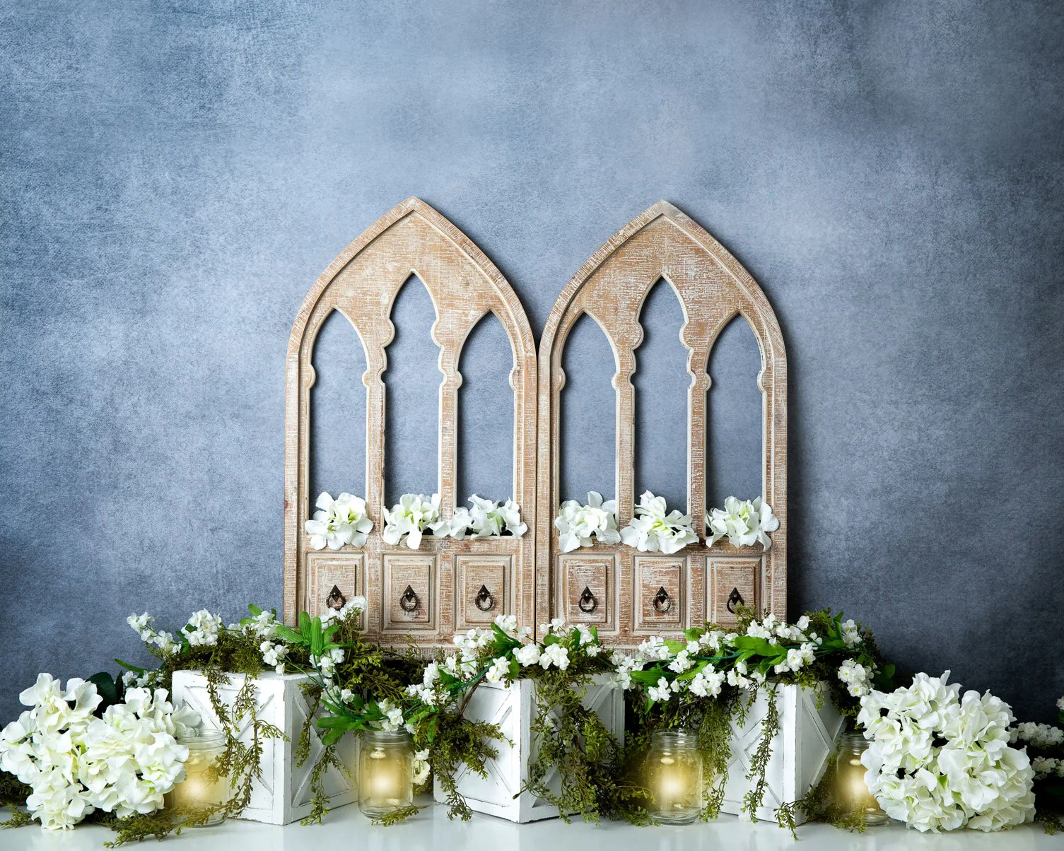 Kate Spring White Flowers Door Blue Backdrop Designed By Megan Leigh Photography - Image 2