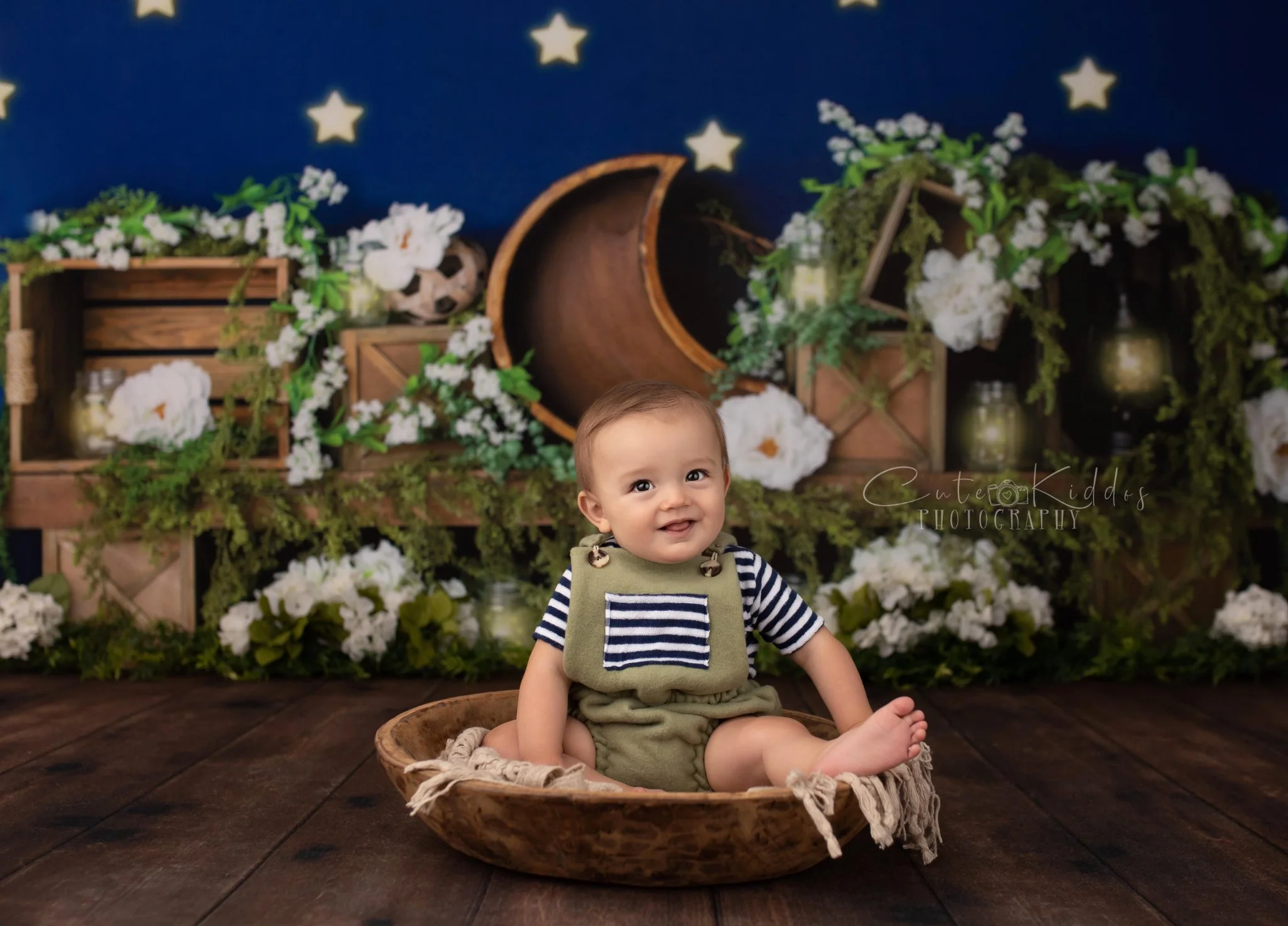 Kate Spring White Flowers Blue Stars Backdrop Designed By Megan Leigh Photography - Image 3