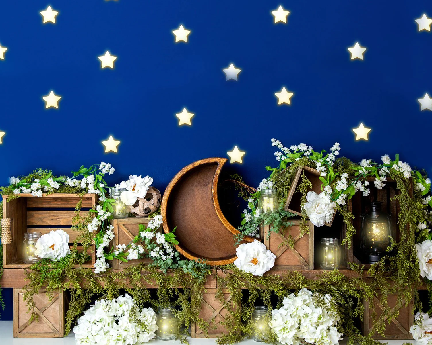 Kate Spring White Flowers Blue Stars Backdrop Designed By Megan Leigh Photography - Image 5