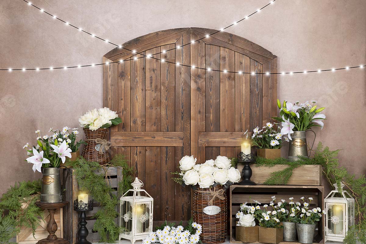 Kate Spring White Rose Flowers Door Pink Backdrop Designed by Emetselch - Image 3