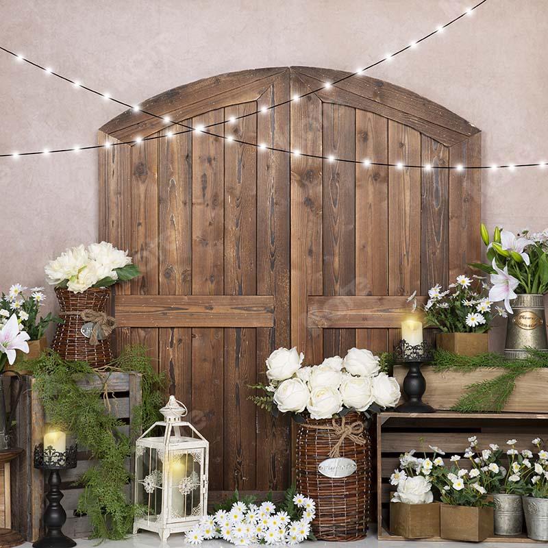 Kate Spring White Rose Flowers Door Pink Backdrop Designed by Emetselch - Image 4