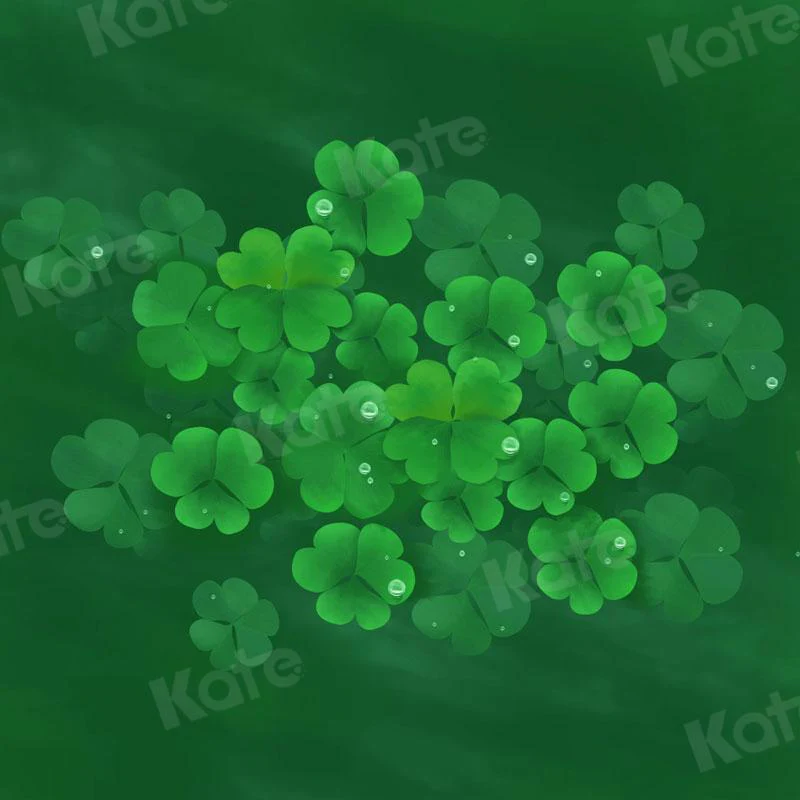 Kate St. Patrick's Day Green Clovers Lucky Backdrop for Photography - Image 4